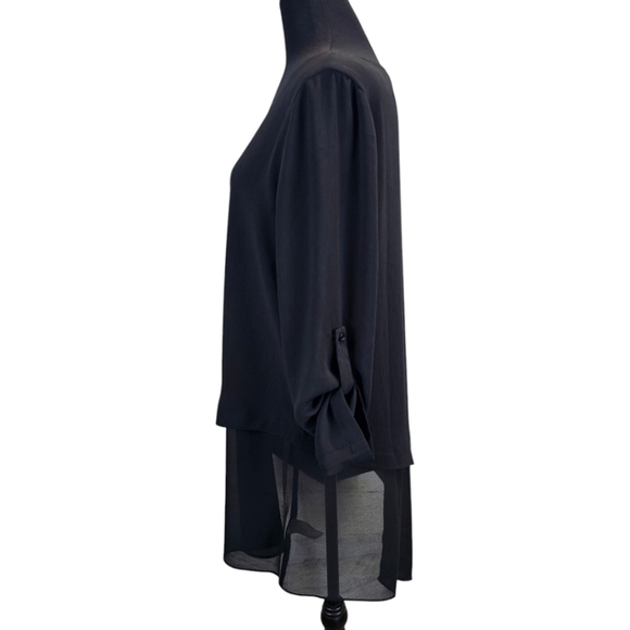 Soft Surroundings Womens Asymmectrical Hem Tunic Medium Black Minimalist Fairy - Picture 3 of 14